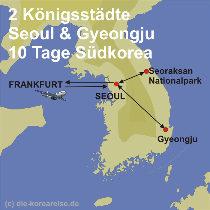 Karte 2 der Route fü die Seoul Reisen in Korea